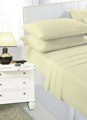 Fitted Sheet | Luxury Easy Care Polycotton Bed Sheet | Mattress Cover Non Iron, soft fabric, 26 Colours (Lemon K)