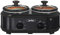Sunvivi Double mijoteuse, 2 petits plats de buffet et chauffe-plat, double casserole ovale manuelle avec casserole en céramique amovible à température réglable, acier inoxydable, total 2 x 1,25 l