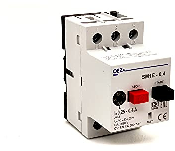 Motorschutzschalter bis 400V AC 3-phasig Einstellbereich von 0,25-0,4A max. 0,09kW Motor-Starter Drehstrom