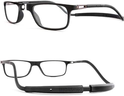 INDESMED Lesebrillen mit Magnetverschluss Schutz vor Blauem Licht, ultraleichtes und modernes Design – Anpassbare Bänder für Männer und Frauen – Eleganz und Komfort (Schwarz, 2.5, Dioptrien)