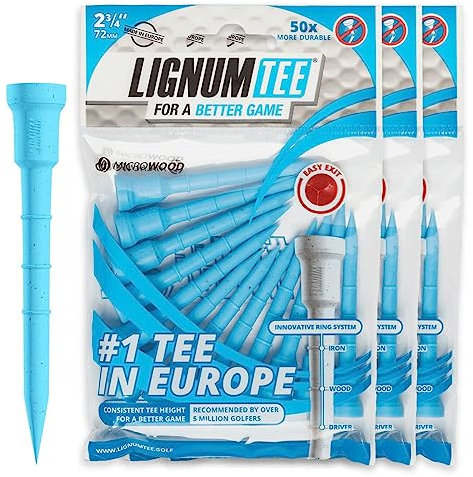 LIGNUM 50x More Durable Microwood Golf Tees 2 3/4 Inch - 72mm / Adjustable Golf Tee / Innovative Wood Fiber and Natural Adhesives / Golf Tee, Golf Tees 2 3/4, Tees Golf, Golf Ball Tees / 36pcs
