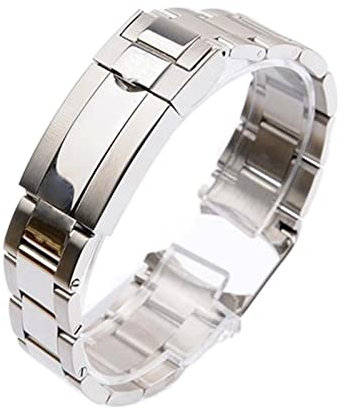 TEMKIN Oyster Armband 316L Edelstahl Uhrenarmband for Rolex for SUBMARINER for DAYTONA for SUP for GMT Herrenuhr Armband Metallband 20 21mm (Color : Silver, Size : 20mm NO logo)