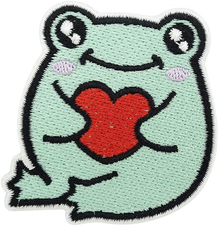 Finally Home Patch zum Aufbügeln - Emotional Support Frosch | Herz Aufnäher Patch, Animal Aufbügelbilder, Süße Tier Patches zum Aufnähen, Kinder Bügel Patches, Frog Bügelbild, Cute Flicken