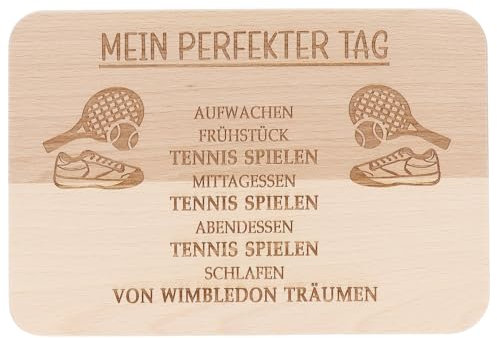 Spruchreif · Frühstücksbrettchen Tennis · Brotzeitbrett mit Gravur · Geschenke für Tennisspieler · Geschenk Tennis
