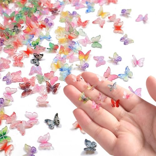 Calkkrer 80er Set Mikro-Schmetterling-Resin: Eine vielfältige Auswahl an bunten, kleinen Schmetterlingen für Dekorationen,einem Touch von Magie zu Versehen.