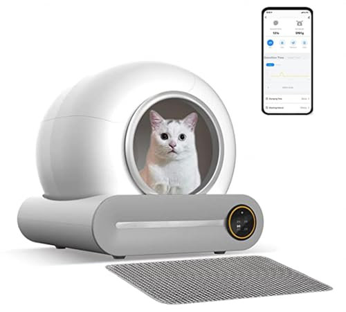 Inodoro para Gatos con Autolimpieza 65 L + 9 L De Gran Capacidad, Control De App, Desodorante IóNico Areneros Automaticos Gatos, Arenero Gatos para Varios Gatos