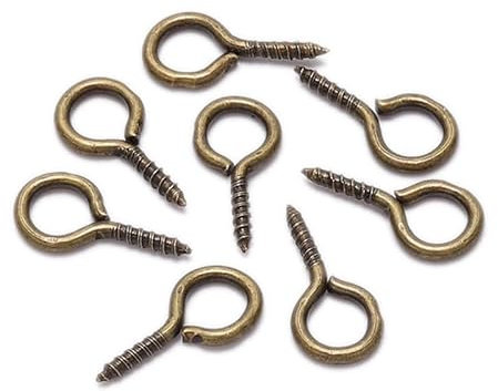 Aoktorkit 200Pcs Mini Eyelet Screws 6 x 13mm Small Screw Eye Pins Self Tapping Eye Screws for Jewellery Making DIY Craft Hanging Ornament, Bronze
