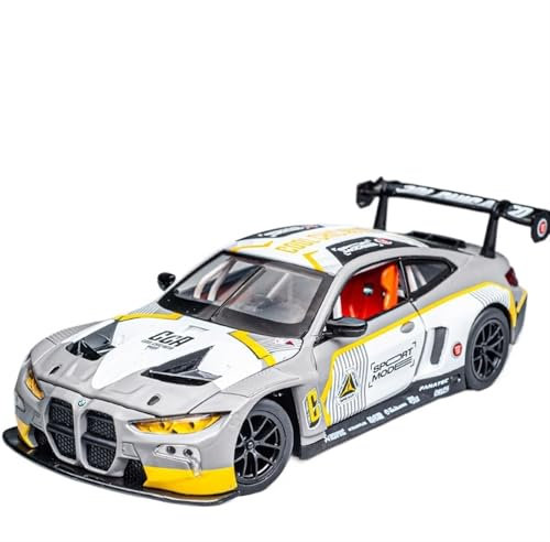 EMRGAZQD Motorfahrzeuge Replika Auto 1/24 for BMW M4 G82 GT3 Racing Miniatur Metall Modell Sport Auto Druckguss Pull-back Fahrzeuge Ornamente Originalgetreue Nachbildung(M4 GT3 Chrome)