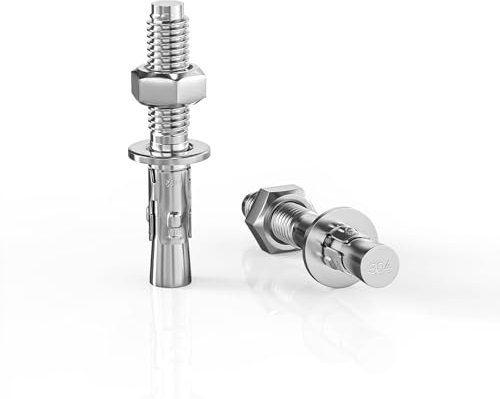 ORTAVA 10 Stück Schwerlastdübel M12 x 80mm, Bolzenanker M12 Edelstahl, Schwerlastanker, Edelstahl A2 V2A, mit Unterlegscheiben und Muttern, für Maschinen, Geländer