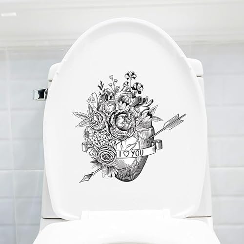 Selbstklebende schwarze Pfeil durch das Herz Badezimmer Fliesen Aufkleber WC bidet Dekorative Malerei Aufkleber