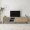 Hocuspicus HOCUS PICUS TV Cabinet | 3-Door and 2-Tier Shelf Wooden Storage Cabinet | TV Units for Living Room | Lowboard Table Extra Large Modern TV Stand up to 65 Inch TVs | 180cm Oak, Retro Grey