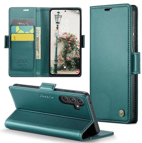 Rerzoiro Cover per Samsung Galaxy A55 5G Custodia Portafoglio [Blocco RFID] Premium Pelle PU Wallet Case Flip Libro con Porta Carte Slot Supporto Flip Case per Samsung Galaxy A55, Blu-verde