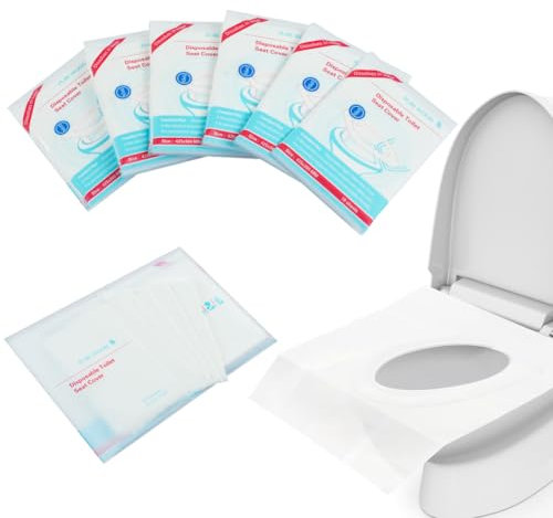 Flintronic Disposable Toilet Seat Covers, 60 Pcs Portable Toilet Seat Covers for Adults and Kids, Flushable & Biodegradable Paper Toilet Seat Covers for Public Restroom, Airplane, Train