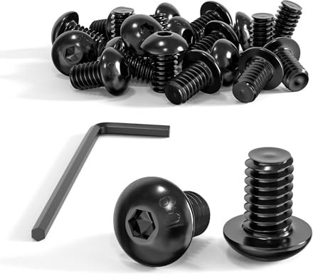 ORTAVA 50 tornillos de cabeza redonda M5 x 8, tornillos negros, tornillos de cabeza alomada con hexágono interior ISO 7380, rosca completa, con cierre hexagonal interior