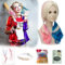 Harley Quinn Perücke 4 Set,Rosa blaue Kostüm Perücke Suicide Squad,Filmheldin Cosplay Perücke mit Weiß choker leder, Kostüm Perücke für Damen Mädchen Halloween Karneval Mottopartys Verkleidung