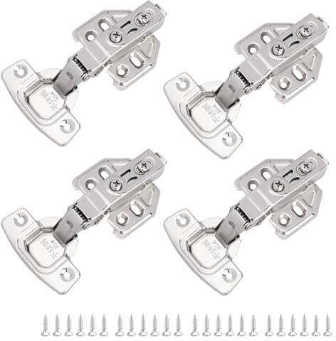 4 PCS Bisagras de Armario, 110 Grados Bisagras de Resorte Plegables con Tornillos, Bisagras de Muebles de Acero Inoxidable para Puertas de Armario de Cocina