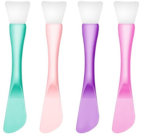 Face Mask Applicator Silicone, 4 PCS Double-End Face Mask Brush Reusable Facial Masks Brushes Washable Cosmetic Spatula Colors Beauty Spatula Tools for Apply Cream Lotion Mud Clay Gel Foundation
