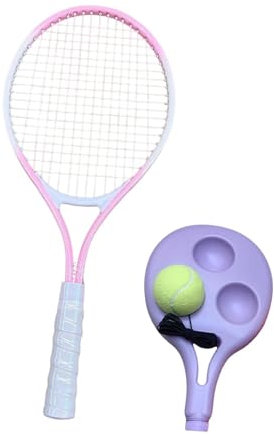 Baoblaze Tennis Ball Tennisschläger 21 Zoll Praktisch für Anfänger Tennis Rebounder Set für Park Indoor Outdoor Garten, Rosa Weiß