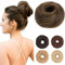 Benehair Haarteil Mit Gummiband Dutt Haarteil Haargummi Mit Haaren Synthetisch Haarverlängerung Haardutt Messy Bun für Damen Mädchen(Hellbraun Mischung Dunkelblond, 55g)