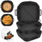 3 Piezas Molde Silicona Freidora de Aire,Bandeja Accesorios para Freidora sin Aceite,Molde Silicona Freidora de Aire Sin Aceite,Recipientes Cuadrado Cesta Utensilios para Microondas,Horno-Negro