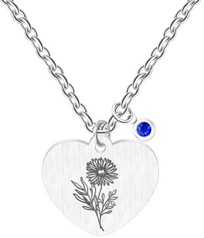 JunyiDIY Geburtsblumen-Halskette für Frauen, September Morgenruhm-Blumen und blauer Geburtsstein, Geschenk für Tochter zum Geburtstag oder Abschluss YA5545