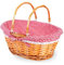 ADEPTNA Lightweight Wicker Shopping Basket with Foldable Handles – Handwoven Willow Hamper with Red Gingham Cotton Liner – Gift, Picnic, Easter, Toy, Garden, Storage Basket (SMALL)