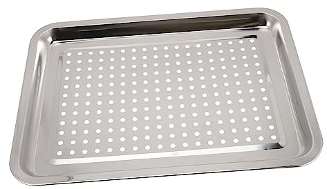 GRIRIW Edelstahl Grillplatte mit Lochung Praktische Bratform ohne Grate Multifunktionale Abtropfschale für Grillzubehör und Sanftes Schmoren von Fisch
