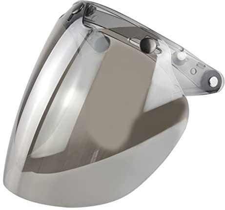 Motociclo Visiera for casco, visiera for casco, visiera for casco aperto, visiera for casco da moto, lente a bolla, 3 bottoni automatici, visiera antivento a bolla, argento (argento)(Silver)