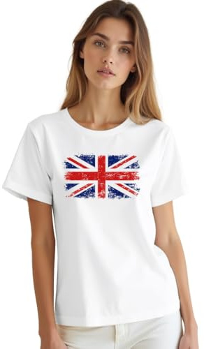 SUWATOIN Womens London England Shirt Union Jack Flag Souvenir Printed T-Shirt Tops