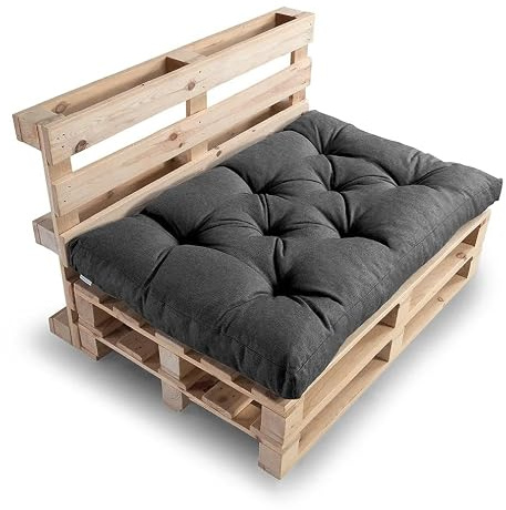 Gutekissen® Palettenkissen Set – Sitzkissen für Europaletten – Gefüllt mit Granuliertem Poulirette-Schaum NPPI – Sitzkissen 120x80, Dunkelgrau