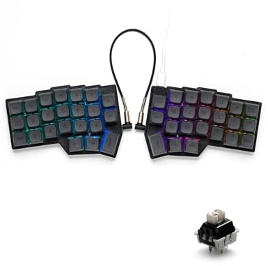 YIVU CORNE V4 - Teclado mecánico dividido con cable 40 %, diseño ergonómico ortogonal 3 x 6, compatible con reasignación de teclas de vial, teclado RGB personalizado intercambiable en caliente