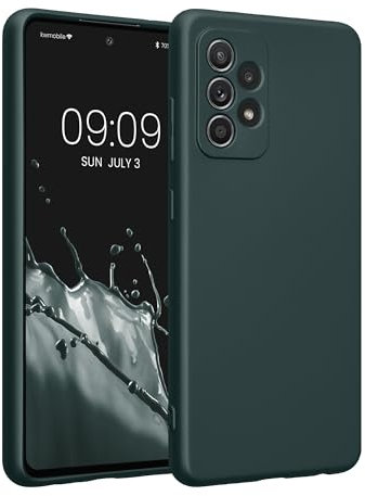 kwmobile Handyhülle kompatibel mit Samsung Galaxy A52 / A52 5G / A52s 5G Hülle - weiche Silikon Case metallisch schimmernd in Metallic Petrol