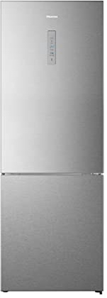 Hisense RB645N4BIB Kühl-Gefrierkombination/CrispZone mit Feuchteregler/Total NoFrost/Flaschenhalter/Metal Cooling/70cm Breite/495L(345+150)/Advanced/BxHxT: 70,4×201,3×69,4cm/ Silber [Energieklasse B]