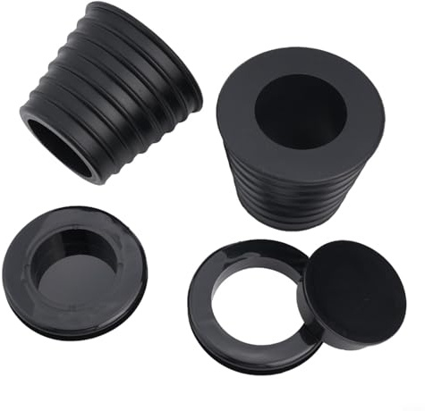 Patio Umbrella Hole Reducer Silicone for Glass Table, 2-Inch Adapter with Rubber Cone Insert for Outdoor Parasol Pole, Black 4-Pack