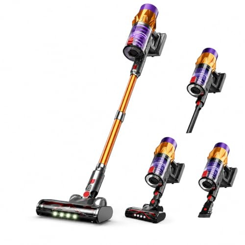 Aspirateur Balai sans Fil 50kPa 550W, Aspirateur sans Fil Puissant avec Écran LED Tactile, Jusqu'à 60 Min d'Autonomie, 6-en-1, Brosse Anti-Poils d'animaux, Sols Durs, Tapis, Voiture