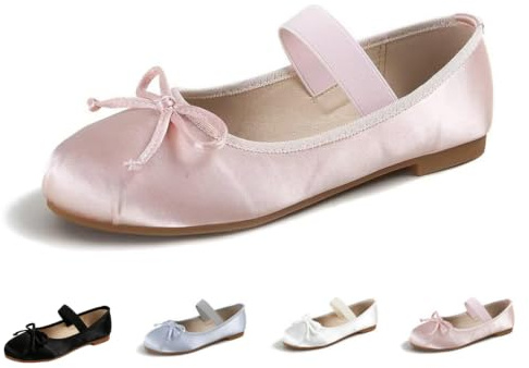 Xtdomcoth Ballerine Mary Jane da donna con fiocco in raso, rosa, 41 EU