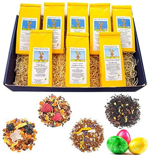 C&T – Oster Tee-Geschenkbox – 8 liebevoll ausgewählte Teesorten mit je 50 g – Perfekt zu Ostern