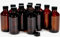 Vivaplex, 12, Amber, 4 oz Glass Bottles, with Lids, Amber/Black