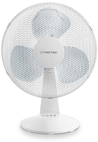 TROTEC 1510005020 - Ventilador de Mesa TVE 15, Automática oscilación de 80° con función de apagado, 3 velocidades,40 vatios de potencia, rotación silenciosa, Diámetro de las hojas del ventilador de 40 cm, blanco