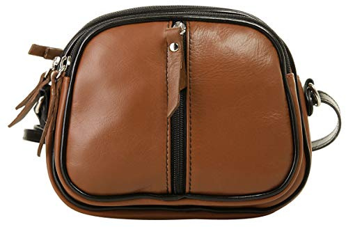 Cluty Umhängetasche Echt Leder Damen Made in Italy | kleine Abendtasche | elegante Partytasche mit 3 Fächern