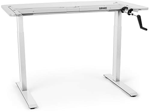 Duronic Sit Stand Up Desk Top Frame Converter TM00 WE, Manual Standing Sitting Height Adjustable Riser Desks, Standup Ergonomic Workstation for Office Home Table PC Laptops Monitor Computer - White