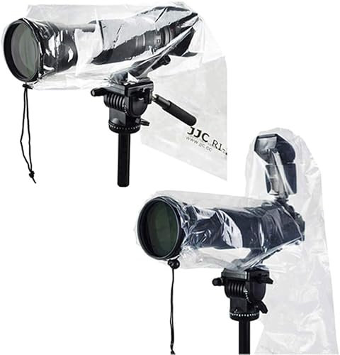 JJC Regenschutz für Canon, Nikon, Sony, Pentax, Fujifilm, Sigma, Tamron und andere DSLR-Kameras, mit Objektiv und Blitz, Regenmantel, Regenhülle, SLR, Regenbekleidung, 2 Stück