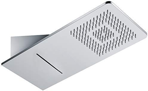 Soffione Doccia a Parete Acciaio Inox Punta Quadrata Con Cascata