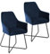SVITA Josie Dining 2er Set Esszimmerstuhl Sessel Polsterstuhl Samt (Dunkelblau)