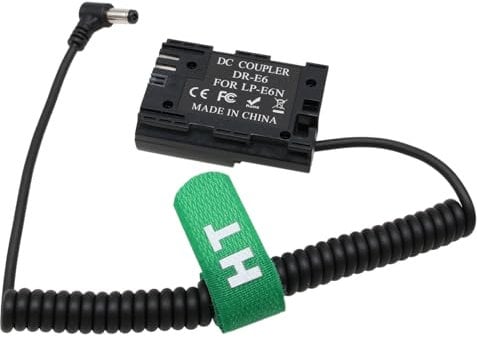 HangTon LP-E6N DC Dummy Battery for Canon EOS R5c R6 R7 5DS R, 5D Mark II III IV, 60D, 6D 7D Mark II, 80D DSLR Camera, Monitor Recorder
