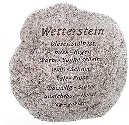 linoows Wetterstein, Lustiger Deko Stein mit Schriftzug, Gartenfigur, Gartendeko aus Polyresin.