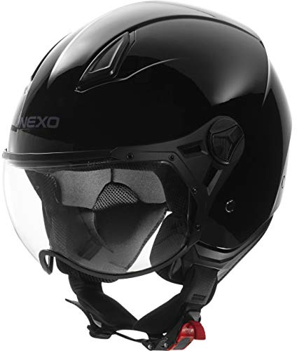 Nexo Jethelm Motorradhelm Helm Motorrad Mopedhelm Demi Jet Helm City II schwarz XL, Unisex, Chopper/Cruiser, Ganzjährig, Thermoplast