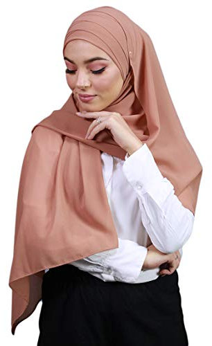 Hijab, aus Crêpe-Musselin, mit integrierter Haube, Ziegelrot, One size