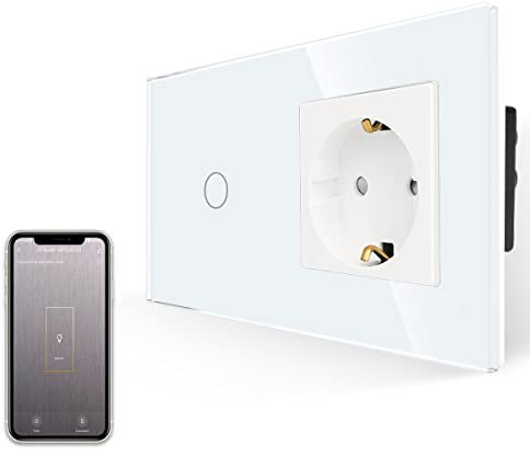 JIMEIDA Interruttore della luce intelligente con presa a incasso, non necessita di conduttori neutri, interruttore della luce touch, compatibile con Alexa