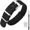 ANNEFIT Cinturino per Orologio in Nylon 22mm per Uomo e Donna con Fibbia Argenta in Acciaio Inossidabile (Nero)
